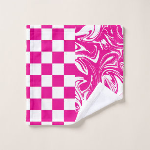 Conjunto De Toalhas Controlos e picos em magenta e branco