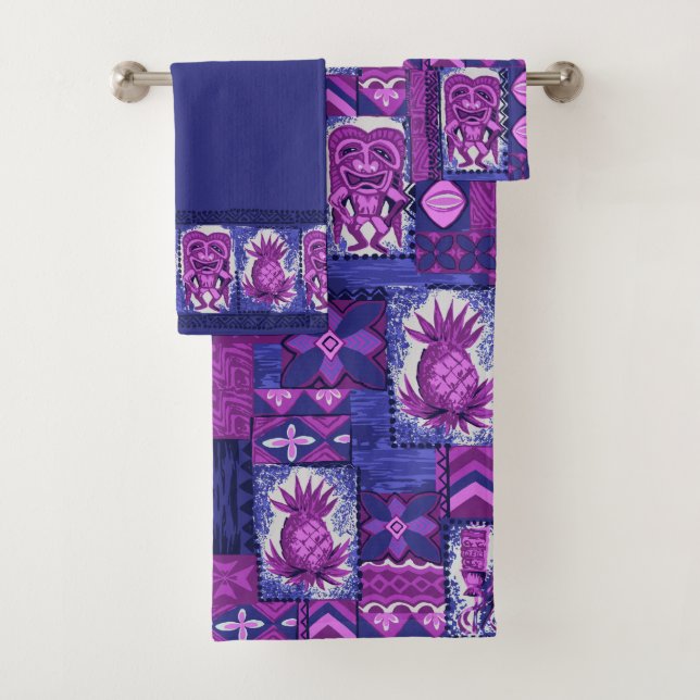 Conjunto De Toalhas Coordenada havaiana do Tapa de Pomaika'i Tiki - (Insitu)