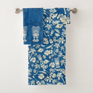 Conjunto De Toalhas Coordenada tropical havaiana de Tiki da praia de