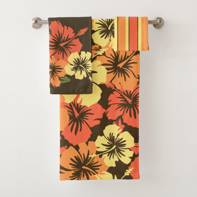 Conjunto De Toalhas Coordenadas florais havaianas do hibiscus épico (Insitu)