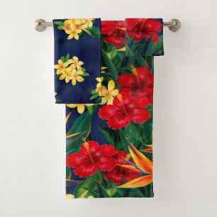 Conjunto De Toalhas Coordenadas florais havaianas do paraíso tropical
