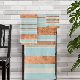 Conjunto De Toalhas Copper Stripes Robins Egg Blue Bathroom Towel Set