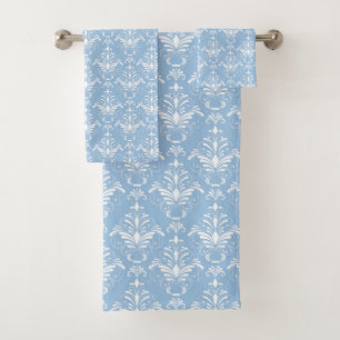 Conjunto De Toalhas Cor damasco azul elegante