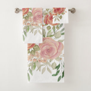 Conjunto De Toalhas Cor De Água Da Leve Laranja E Rosas Leves