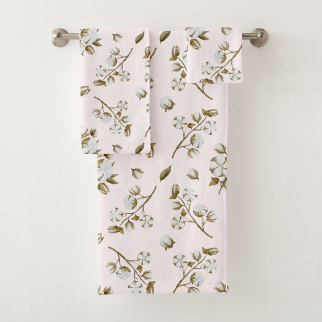 Conjunto De Toalhas Cor-de-água do tronco de algodão branco-rosa-claro (Insitu)