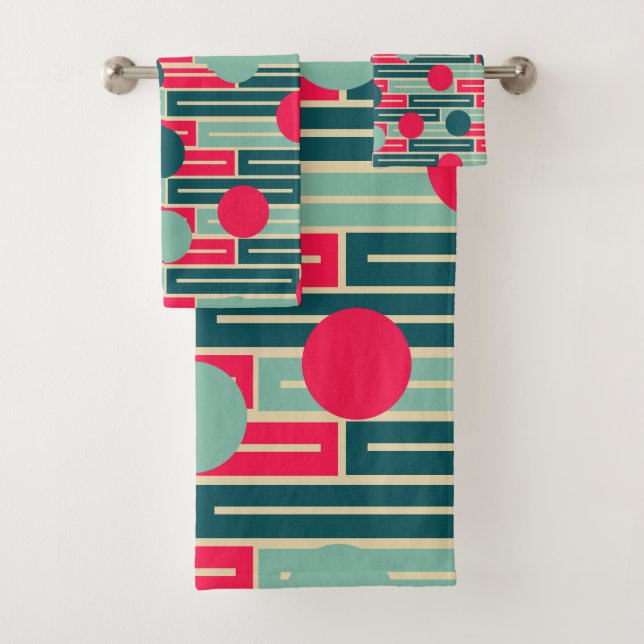 Conjunto De Toalhas Cor-de-rosa, azul claro, Retângulos e círculos do  (Insitu)