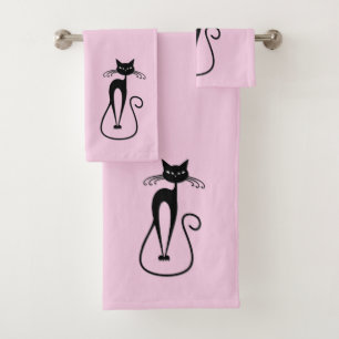 Conjunto De Toalhas Cor-de-rosa branco preto