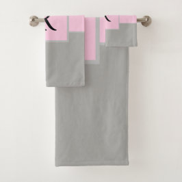 Conjunto De Toalhas Cor-de-rosa clássico e monograma de Cinzas