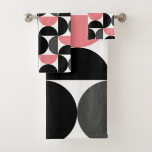 Conjunto De Toalhas Cor-de-rosa-rosa moderna do século médio, preto e