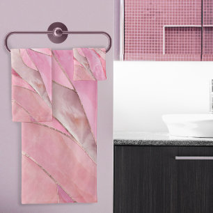 Conjunto De Toalhas Cor-de-rosa-rosa - Ondas de mosaico