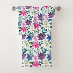 Conjunto De Toalhas Cor-de-rosa-rosa-verde-branca