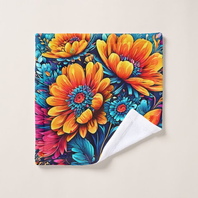Conjunto De Toalhas Cor Deslumbrante de Rosa Floral (Pano de lavar)
