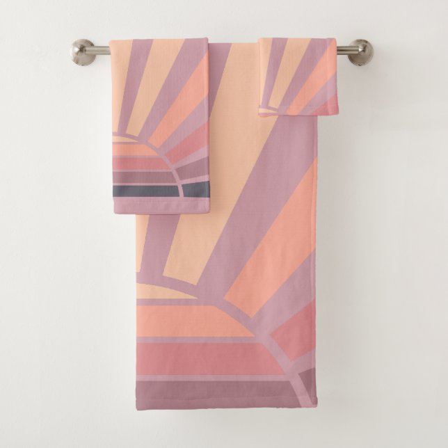 Conjunto De Toalhas Cor do Sol Rosa e Roxo (Insitu)