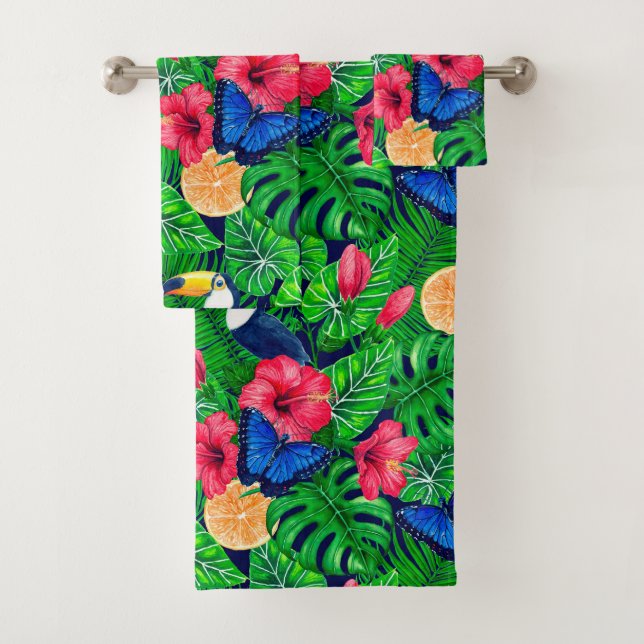 Conjunto De Toalhas Cor do tucano e do jardim tropical (Insitu)