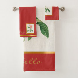 Conjunto De Toalhas Cor E Texto De Personalização Floral Da Vintagem E