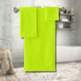 Conjunto De Toalhas Cor Sólida Amarela Limão Neon | Clássico