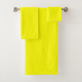 Conjunto De Toalhas Cor Sólida Neon Amarelo
