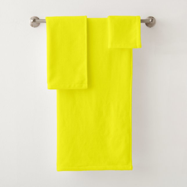 Conjunto De Toalhas Cor Sólida Neon Amarelo | Clássico (Insitu)