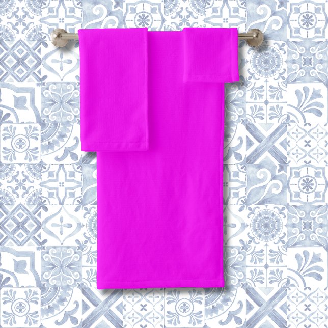 Conjunto De Toalhas Cor Sólida Neon Magenta | Clássico (Criador carregado)