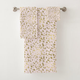 Conjunto De Toalhas Cora o impressão animal Dourado cor-de-rosa