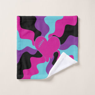Conjunto De Toalhas Coração Derretido - Rosa, Púrpura, Azul e Preto