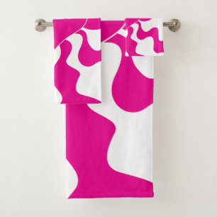 Conjunto De Toalhas Coração do Amor em Magenta e Branco