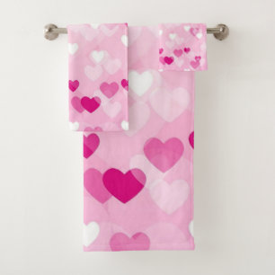 Conjunto De Toalhas Corações amantes, rosa