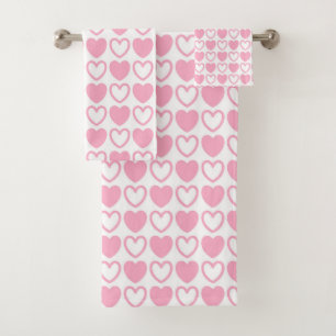 Conjunto De Toalhas Corações cor-de-rosa e brancos