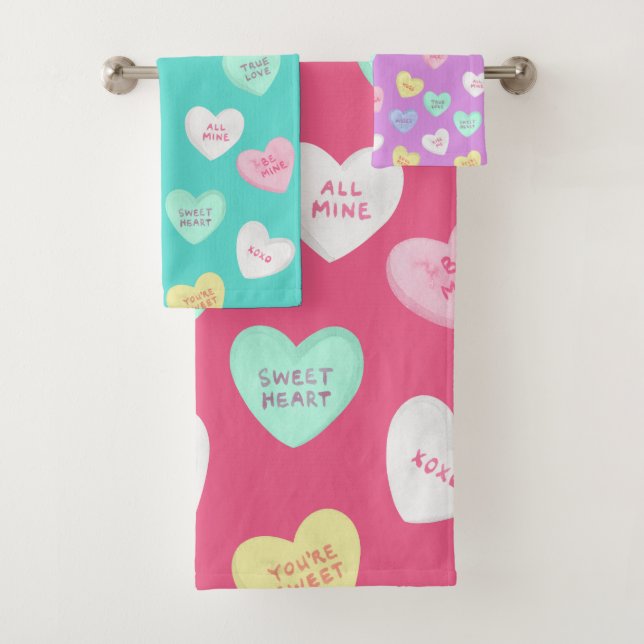 Conjunto De Toalhas Corações Doces do Namorados Clássico (Insitu)
