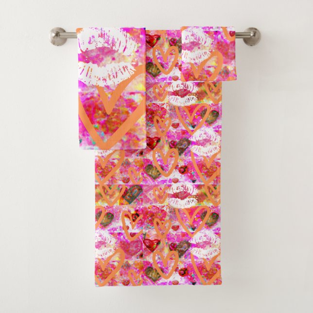 Conjunto De Toalhas Corações e Lábios (Insitu)
