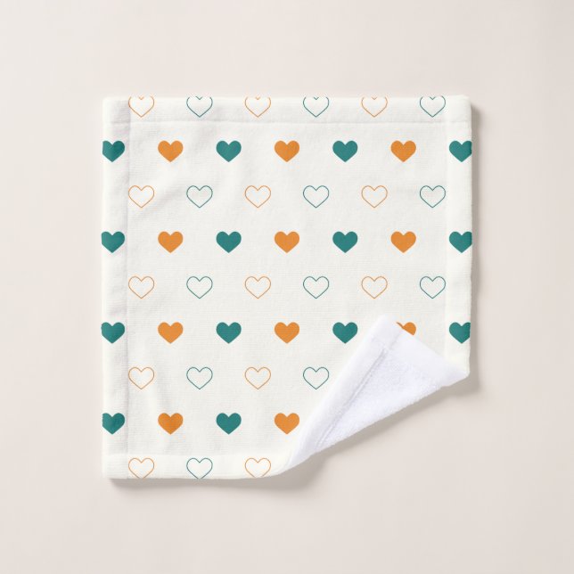 Conjunto De Toalhas Corações encantadores / creme de laranja verde (Pano de lavar)