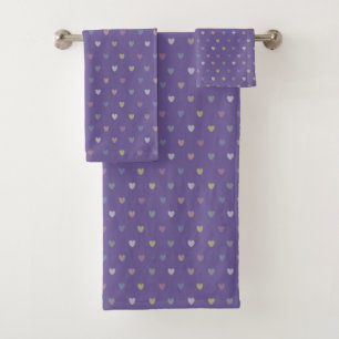 Conjunto De Toalhas Corações minúsculos da polca no roxo ultraviole