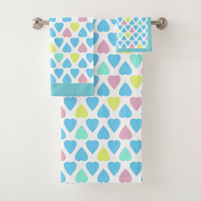 Conjunto De Toalhas Corações multicores (Insitu)