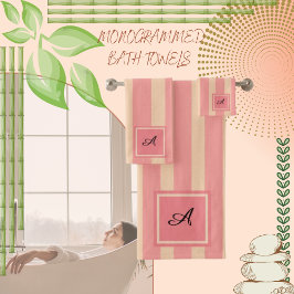 Conjunto De Toalhas Coral riscado e pino de pêssego