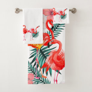 Conjunto De Toalhas Coral Tropical Cor-de-rosa, Flamingo