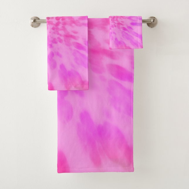 Conjunto De Toalhas Corante de gravata rosa e verde (Insitu)