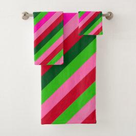 Conjunto De Toalhas Cores Contemporâneas Listras de Natal