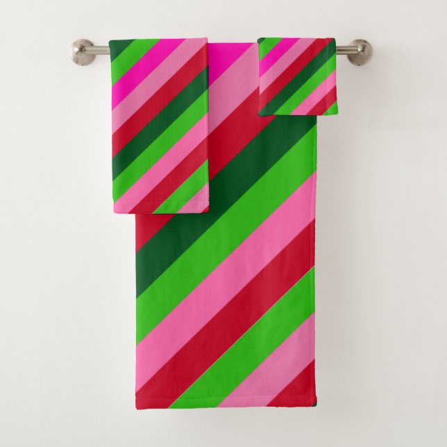 Conjunto De Toalhas Cores Contemporâneas Listras de Natal (Insitu)