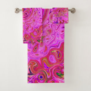 Conjunto De Toalhas Cores cor-de-rosa quente marmoreadas Abstrato