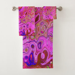 Conjunto De Toalhas Cores cor-de-rosa quente marmoreadas Abstrato