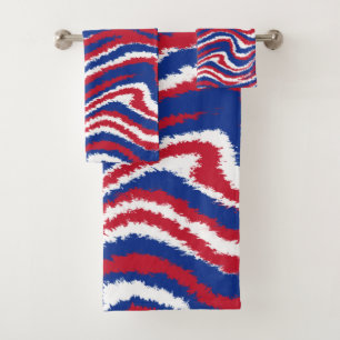 Conjunto De Toalhas Cores da Equipe Esportiva Red White Blue Wave