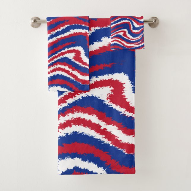 Conjunto De Toalhas Cores da Equipe Esportiva Red White Blue Wave (Insitu)