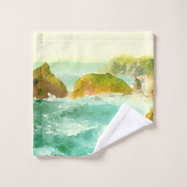 Conjunto De Toalhas Cores d'água de ondas de queda (Pano de lavar)