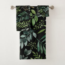 Conjunto De Toalhas Cores de água Folhas verdes 