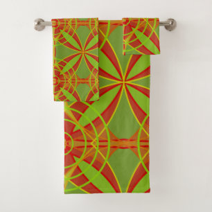 Conjunto De Toalhas Cores de Outono Abstrato Design Geométrico