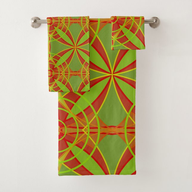 Conjunto De Toalhas Cores de Outono Abstrato Design Geométrico (Insitu)