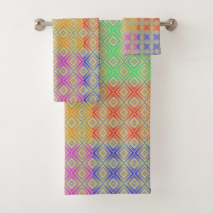 Conjunto De Toalhas Cores Do Padrão De Diamante Do Alternativo Arco-Ír