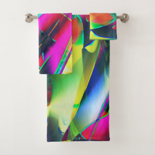 Conjunto De Toalhas Cores extravagantes de abstrato e formas de exibiç