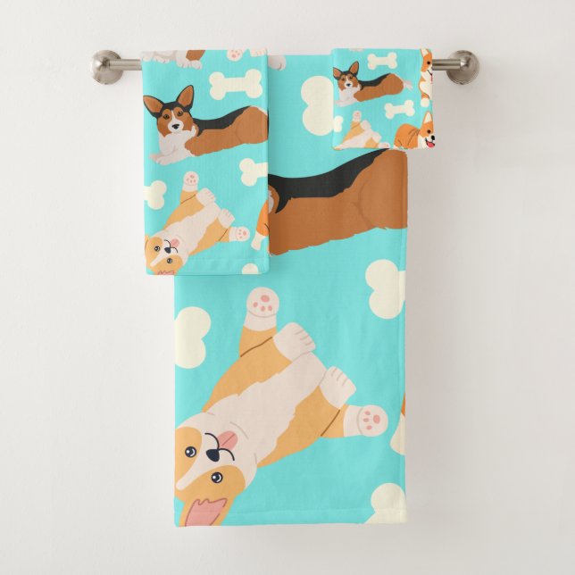 Conjunto De Toalhas Corgi Pattern (Insitu)