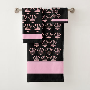 Conjunto De Toalhas Coroa Floral Rosa Preta